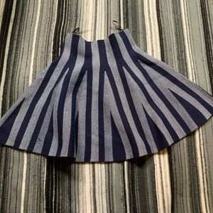 High waisted Fit and flare blue striped skirt